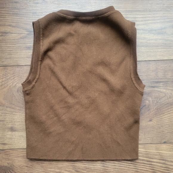 Zara Brown Cropped Knit Tank Vest. Small - Picture 2 of 4